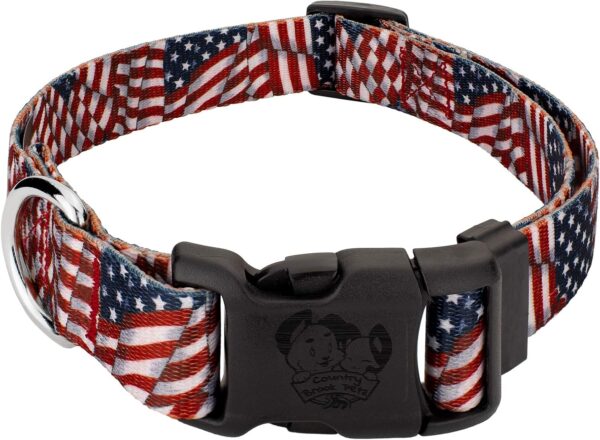 Country Brook Petz 1 Inch Deluxe Adjustable Dog Collar for Small, Medium, Large Breeds - Americana Collection with Patriotic Designs (Patriotic Tribute, Large)