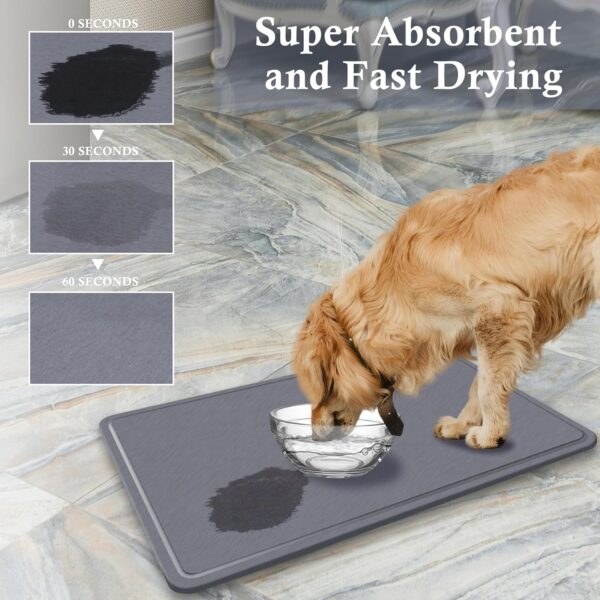 Extra Large Stone Dog Food Mat,Absorbent Cat Dog Mat for Food and Water, Quick Drying Pet Feeding Mat, Anti-Slip Diatomaceous Earth Dog Bowl Mat for Messy Drinkers,Dark Grey 23.6''x15.35'' - Image 3