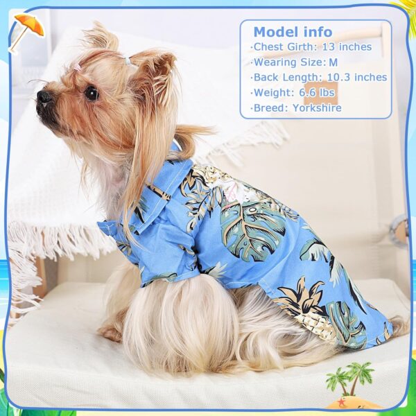 Dog Hawaiian Shirt Hawaii Style Summer Dog Clothes Boy Girl Breathable Cool Costume Beach Seaside Sweatshirt for Small Puppy Polo T-Shirt Pet Outfit, XS - Image 5