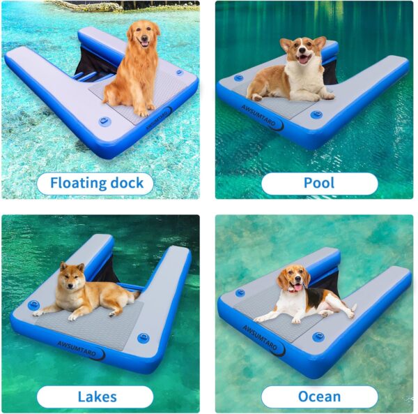 Inflatable Dog Dock，Inflatable Dog Raft ，Water Sports Floating Platform Swimming Pool, Boat Dock ramp Ladder | Swimming Pets weigh no More Than 220 pounds - Image 5