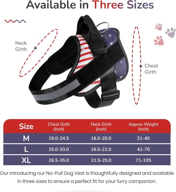 Dog Harness for Medium Large Sized Dogs, No-Pull Dog Vest, Heavy-Duty Dog Harness with Handle - Adjustable Chest Strap with Buckle, Stainless Steel D-Ring, Breathable Material (Flag, M) - Image 5