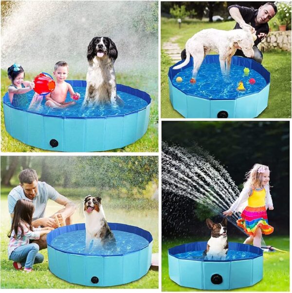 Foldable Dog Pool, Cat Pool, Pet Pool, Foldable Dog Pet Bath Pool Collapsible Dog Pet Pool Bathing Tub Kiddie Pool Doggie Wading Pool for Puppy Small Medium Large Dogs Cats (Red, S) - Image 7