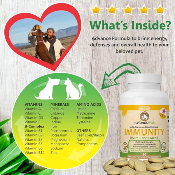 Immune Support Dog Supplement - Dog Allergy Relief with Vitamins, Minerals, Echinacea and Brewers Yeast for Dogs - Immunity Dog Health Supplies, Dog Itch Relief - Cat & Dog Vitamins and Supplements - Image 7