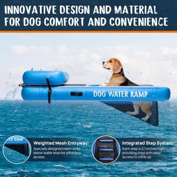 Dog Water Ramp, Inflatable Dog Float Floating Ramp Ladder for Pools Boats Docks | Dog On Water Ladder Steps | for Swimming Pets Up to 240 Pounds (Blue (Boost Step)) - Image 7