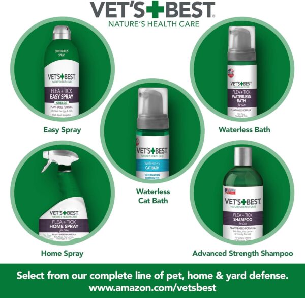 Vet's Best Waterless Cat Bath | No Rinse Waterless Dry Shampoo for Cats | Veterinarian Formulated | 4 Ounces,Green - Image 4