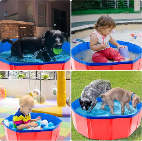 Portable Plastic Pool for Dogs, Dog Pool, 32 x 8 inch Foldable Pet Pool, Portable PVC Pet Paddling Bath Tub Dog Pools for Dogs Pet Swimming Pool Collapsible Pet Pool for Dogs Cat (Red, 32" x 8") - Image 6