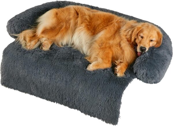 Codi Dog Bed for Couch - Calming Dog Beds for X-Large Dogs, Fluffy Plush Bed for Pets, Anti Anxiety Dog Bed with Removable Washable Cover for Dogs and Cats, Dark Grey, 45x37x6 inches