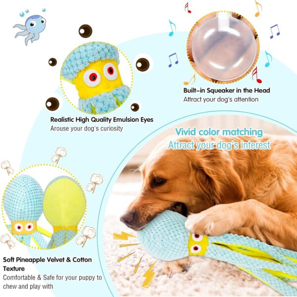 Dog Toys for Chewers, Puppy Toys for Boredom and Stimulating, Dog Squeaky Toys Octopus, Interactive Dog Toys for Smart Dogs, Soft Plush Dog Chew Toys, for Dogs - Image 3