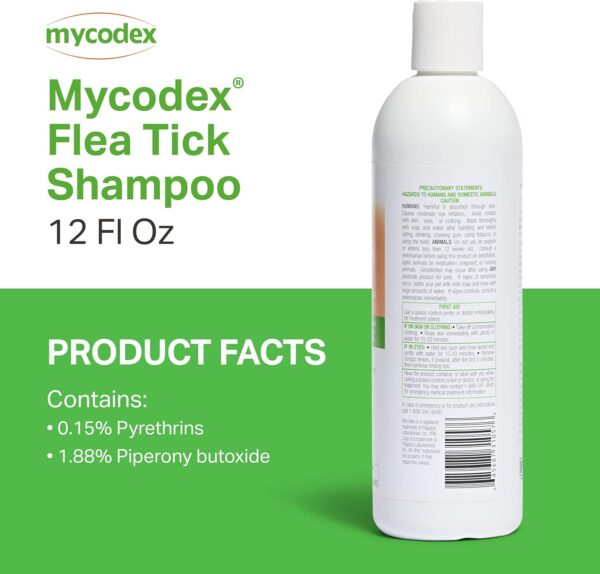 PRN Pharmacal Mycodex Flea and Tick Shampoo P3 - Sensitive Skin Shampoo for Dogs & Cats - with Oatmeal, Lanolin, & Aloe - Removes Dandruff, Dirt, & Scales While Killing Fleas, Ticks & Lice - 12 Fl Oz - Image 2