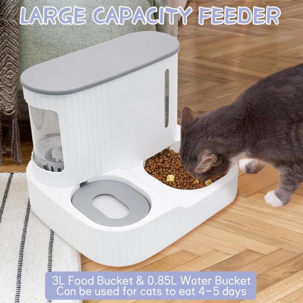 kathson Automatic Cat Food and Water Dispenser, Gravity Feeder Cat Dry Food Pet Feeder and Water Dispenser 2 in 1 Auto Cat Waterer and Feeders for Indoor Outdoor Cats (Grey) - Image 3