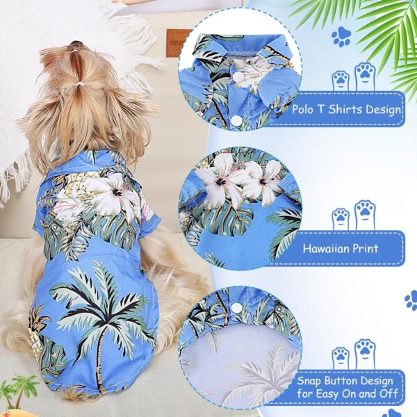 Dog Hawaiian Shirt Hawaii Style Summer Dog Clothes Boy Girl Breathable Cool Costume Beach Seaside Sweatshirt for Small Puppy Polo T-Shirt Pet Outfit, XS - Image 6