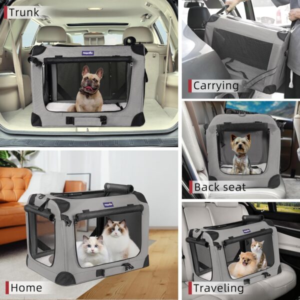 Large Cat Carrier for 2 Cats Small Medium Dogs, Soft Pet Carrier 24x17x17 for Traveling with Warm Blanket Foldable Bowl and Washable Pad - Image 5