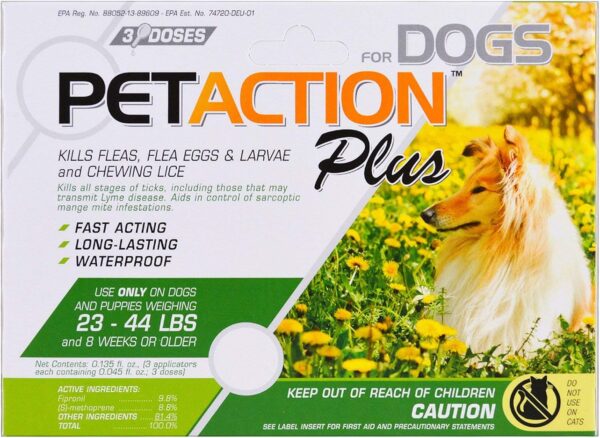 Pet Action Plus Flea & Tick Treatment for Medium Dogs, 23-44 lbs, 3 Month Supply