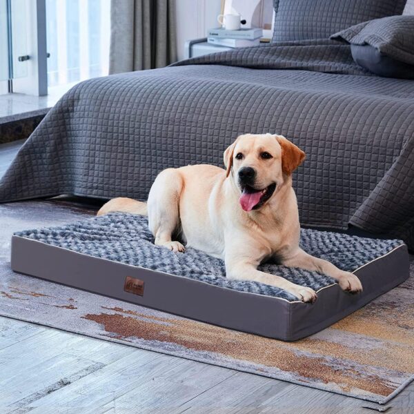 WESTERN HOME WH Orthopedic Large Dog Bed for Large Dogs, Dog Beds Large Sized Dog with Soft Rose Plush Removable Washable Cover, Egg Crate Foam Support and Non-Slip Bottom, Waterproof Pet Bed Mat