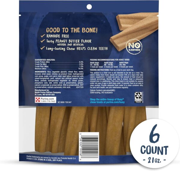 Purina Busy Bone Made in USA Facilities, Long Lasting Small/Medium Breed Adult Dog Chews, Peanut Butter Flavor - (Pack of 4) 6 Ct. Pouches - Image 4