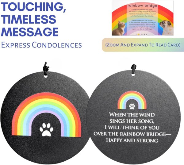 Solsken Dog Memorial Gifts for Loss of Dog - Rainbow Bridge Dog Memorial Gifts - Pet Memorial Wind Chimes for Dogs - Loss of Dog Sympathy Gift - Black - 22" - Image 3