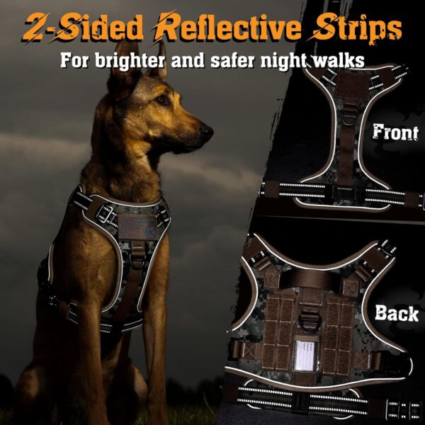 rabbitgoo Dog Harness for Large Dogs No Pull, Tactical Service Dog Vest with Molle and Control Handle, Adjustable and Reflective Military Pet Harness for Easy Walking and Training, Brown camo, L - Image 5