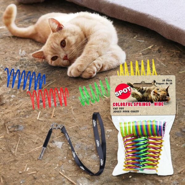 Ethical Pet Spring Cat Toys, Multi-Color Plastic Springs Cat Toy, 10 Counts, Bundle with Pet Training Whistle, Durable, for Kittens & Cats, No Stuffing, Multi-Pet Compatible - [Pack 4] - Image 2