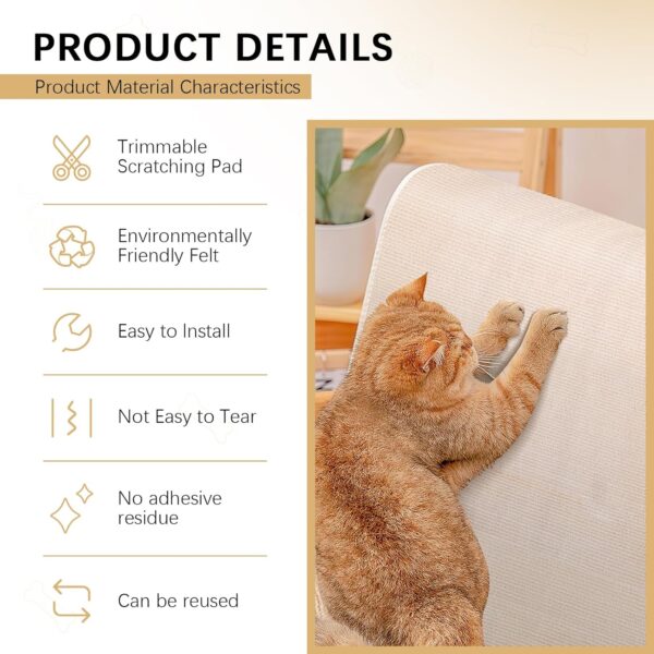 Anti Cat Scratch Furniture Protector-Fabric Soft Cat Scratching Sofa Protector, Self-Adhesive Cat Tape for Furniture, Cut to Size You Need,Protect Cat Houses, Sofas, Furniture,Etc - Image 5