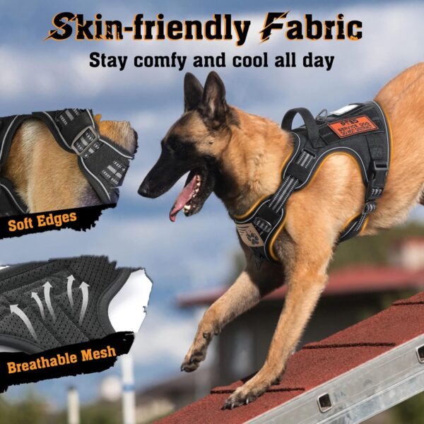 rabbitgoo Dog Harness for Large Dogs No Pull, Tactical Service Dog Vest with Molle and Control Handle, Adjustable and Reflective Military Pet Harness for Easy Walking and Training, Black, XL - Image 5