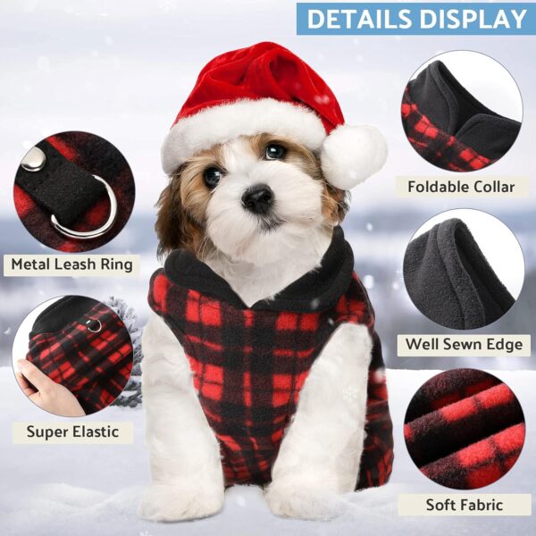 4 Pieces Winter Fabric Dog Sweater with Leash Ring Fleece Vest Dog Pullover Jacket Warm Pet Dog Clothes for Puppy Small Dogs Cat Chihuahua Boy (Plaid Pattern, L) - Image 3