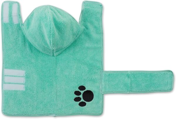 Bone Dry Pet Robe Collection, Embroidered Absorbent Microfiber Bath Robe with Adjustable Closure, for Dogs & Cats, X-Small, Aqua - Image 3