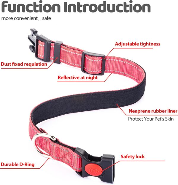 Polyester Dog Collars for Medium Dogs Female Male,Durable Comfortable Padded Basic Dog Collars for Puppy Small Extra Large Breed with Quick Release Safety Buckle for Dog Boy Girl,Pink,M - Image 2