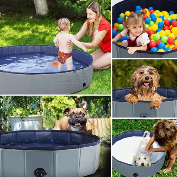 Foldable Dog Bath Swimming Pool Plastic Kiddie Pool Professional Tub Collapsible Grooming Bathtub for Pets Kids Baby and Toddler, 32 x 8 Inches Blue - Image 8