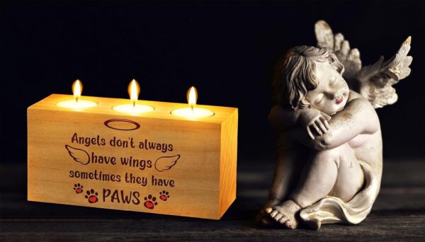 Dog Memorial Gifts for Loss of Dog, Pet Memorial Gifts for Dogs, Loss of Dog Sympathy Gift, Pet Loss Gifts, Dog Bereavement Gifts, Dog Cat Passing Away Gifts, Candle Holder 3 Votive Tea Light (ANGLES) - Image 4