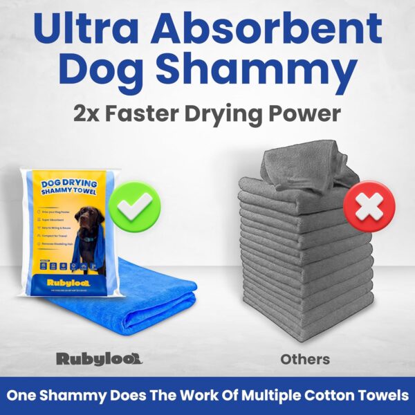 Shammy Dog Towels for Drying Dogs Large - 2pk (34" x 26") - Dries Dogs 2X Faster - Easy to Wring Out & Reuse - Ultra Absorbent- Compact - Dog Drying Towel for Bath, Swim, Rain, Travel - Cooling Towel - Image 2