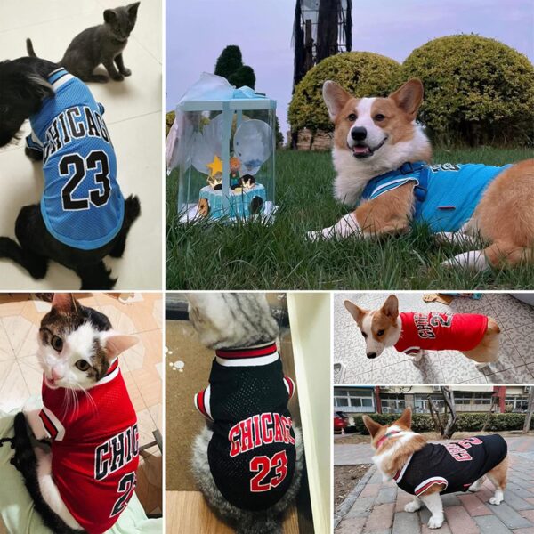 Dog Basketball Jersey Clothes Boy Girl Pet Vest Puppy Shirt Apparel Cute Outfit Summer Fashion Cotton Tshirt Female for Large Dogs, Medium & Small Chihuahua,Yorkies, BLUE+RED, XXL - Image 5