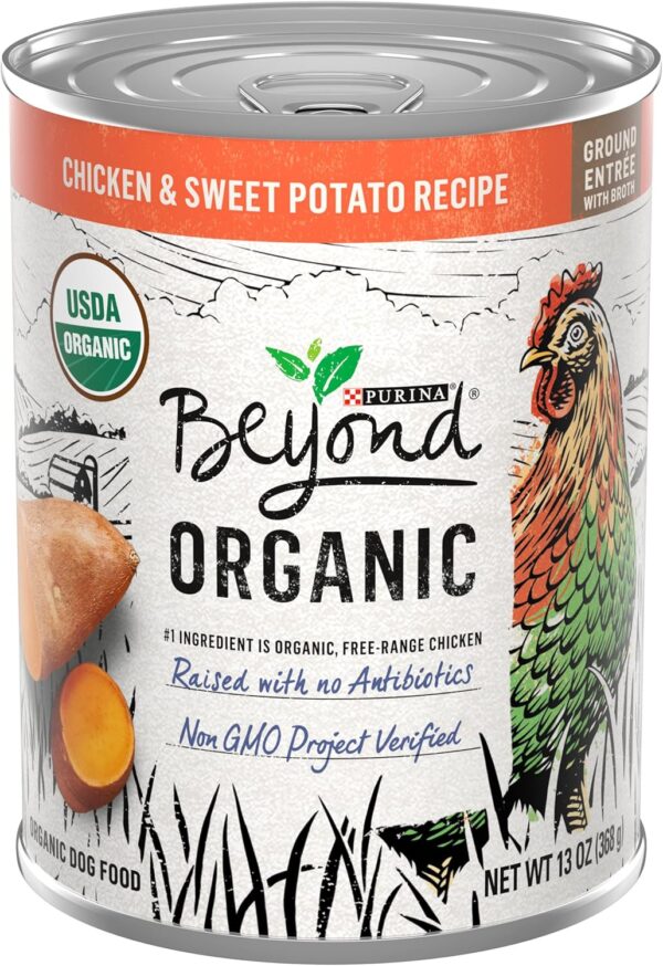 Purina Beyond Organic Wet Dog Food, Organic Chicken & Sweet Potato Adult Recipe Ground Entrée With Broth - (Pack of 12) 13 oz. Cans