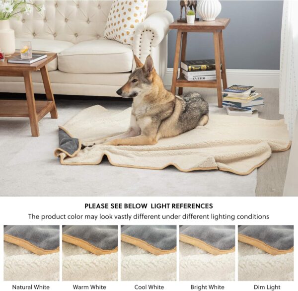 Bedsure Waterproof Dog Blankets for Extra Large Dogs - XL Cat Blanket Washable for Couch Protection, Sherpa Fleece Puppy Blanket, Soft Plush Reversible Throw Furniture Protector, 50x60, Grey - Image 9