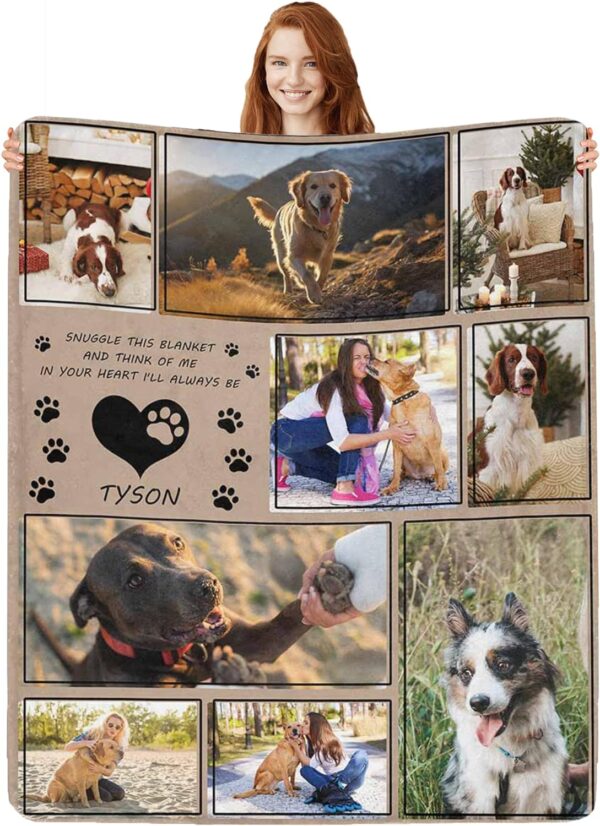 Custom Dog Blanket Personalized Pet Memorial Blanket in Memory of Dog Photo Blanket - Pet Memorial Gifts for Loss of Dog, Loss of Pet Remembrance Gift, in Loving Memory Blanket for Pet Owner Dog Lover