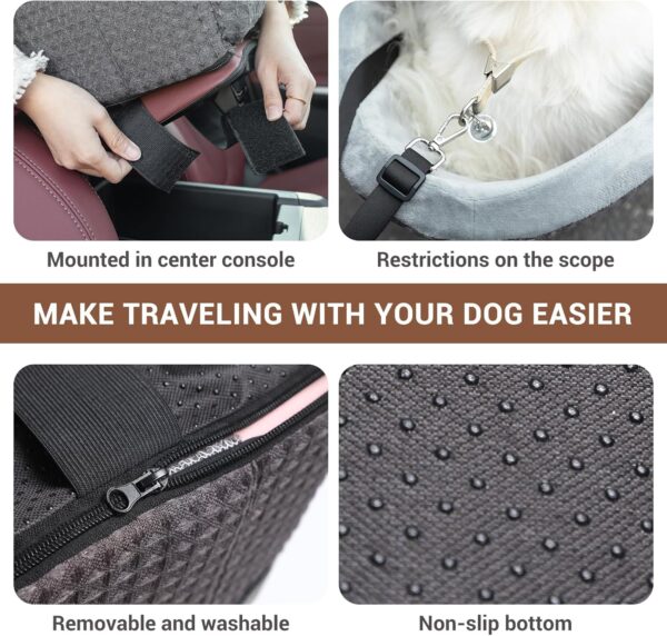 Console Dog Car Seats for Small Dog,Center Armrest Pet Booster Seat Puppy Travel Carrier for Car - Image 4