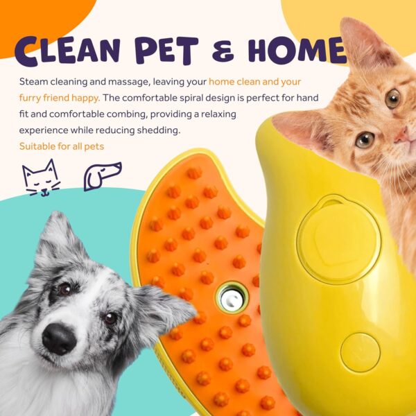 Steamy Cat Brush-3 In1 Cat Steam Brush for Dog & Cat, Self Cleaning Steam Pet Brush, Electric Cat Steamy Brush, Cat Grooming Brush for Removing Tangled and Loose Hair, Multifunctional Pet Steam Brush - Image 3