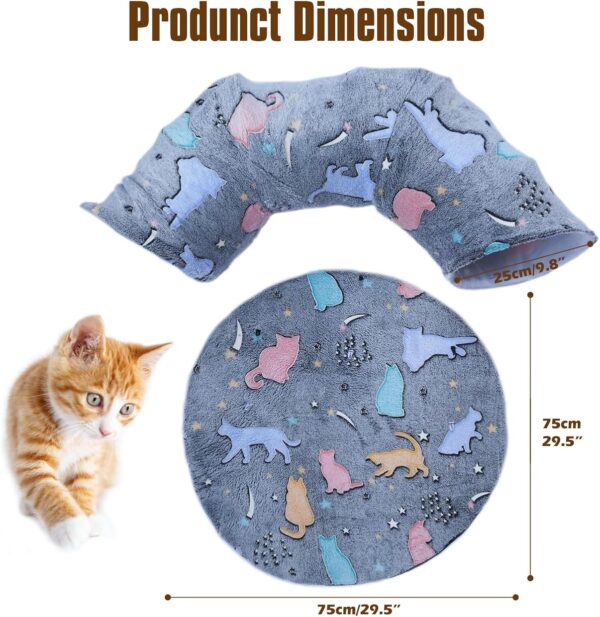 Cat Tunnel Bed,Self-Luminous Collapsible Peekaboo Cat Cave,Cat Tunnel Bed with Soft Central Cat Mat,Cat Toys for Indoor Cats,Ideal Indoor Cat Tunnels for Fun Play - Image 2