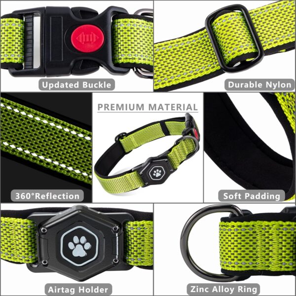 AirTag Dog Collar with Waterproof Air tag Holder, Luminous & Reflective,Comfortable and Durable 1000D Nylon, Dual Safety Buckle,Fit for Medium or Heavy Duty Large and Active Dogs【Airtag not Included】 - Image 5