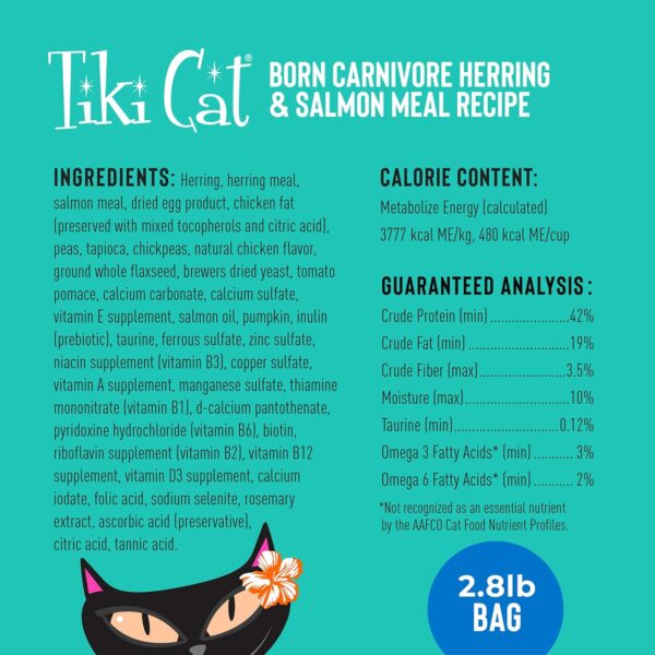 Tiki Cat Born Carnivore High Protein, Herring & Salmon Meal, Grain-Free Baked Kibble to Maximize Nutrients, Dry Cat Food, 2.8 lbs. Bag - Image 11