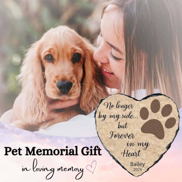 Dog Memorial Stone Personalized, Loss of Dog Sympathy Gift Stone, Memory Gifts for Pet Loss Paw Print Headstone (S-009) - Image 4