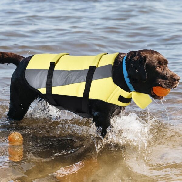 Amazon Basics Dog Adjustable Life Jacket with Reflective Stripes, Yellow, Medium - Image 8