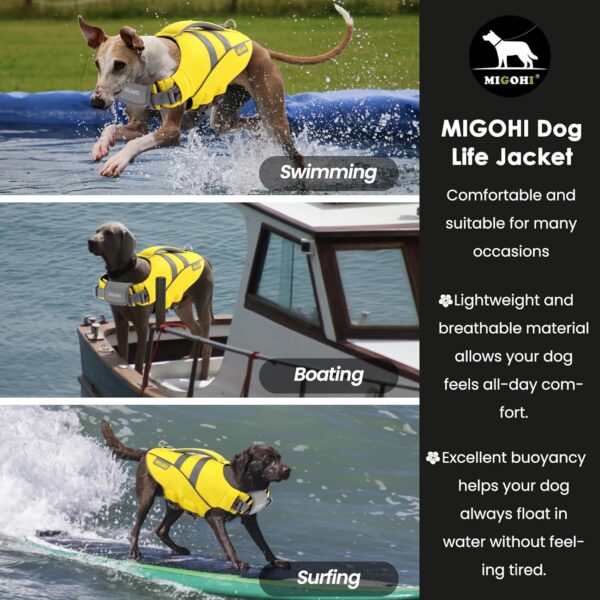 MIGOHI Dog Life Jacket, Reflective Dog Swimming Vest with High Flotation and Rescue Handle, Ripstop Dog Lifesaver for Small Medium Large Dogs, Pet Safety Water Vest for Swimming Boating Surfing - Image 6