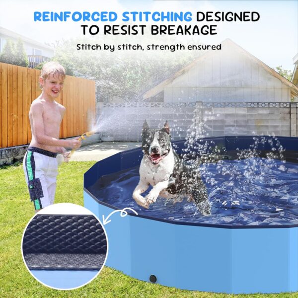 97'' Foldable Dog Pool, Kiddie Pool, Plastic Non-Slip Kids Pool, Heavy Duty Dog Pool for Large Dogs, Oversized Pet Dog Bathtub, Indoor and Outdoor Kids Pet Wading Pools - Image 4