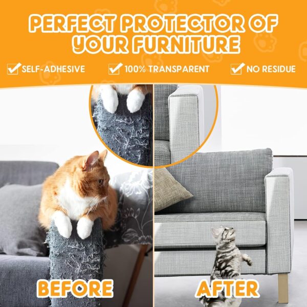 4 Pack Cat Scratch Furniture Protector, Cat Scratching Protection from Cat Claws, Anti Cat Scratcher Deterrent for Sofa, Doors, Chairs - Image 2