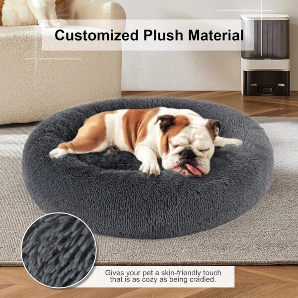 Dog Bed, Cat Calming Bed, Faux Fur Pillow Pet Donut Cuddler Round Plush Bed for Large Medium Small Dogs and Cats - Image 7