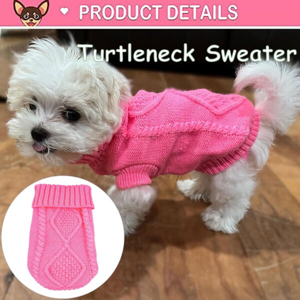 2 Pieces Chihuahua Clothes Dog Clothes for Small Dogs Girl Dog Sweaters for Small Dogs Cute Puppy Cat Clothes Turtleneck Thick Warm Clothes for Yorkie Cat Extra Small Dog Clothes (XX-Smal) - Image 2