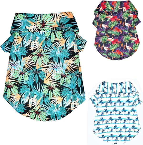 3 Pieces Dog Summer Clothes Hawaiian Breathable Cool Dog Shirt for Small Dogs Boy Seaside Beach Shirts Pet Apparel Dog Cat T-Shirts for Leisure Vacation Puppy Shirt Sweatshirt（Large）