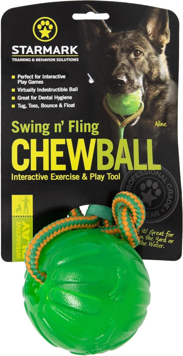 Starmark Everlasting Fun Ball on a Rope Dog Toy,Greens,Medium/Large - Image 2