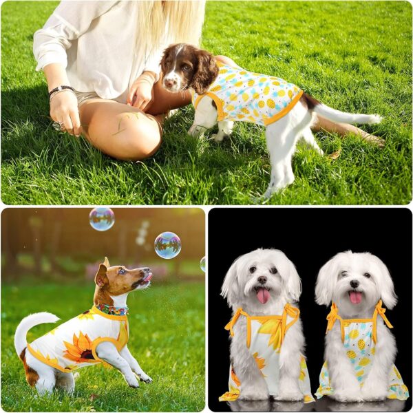 4 Pieces Pet Clothes Set Include 2 Pieces Cute Pet Dress Lovely Fruit Dog Dress and 2 Pieces Dog Shirt Breathable Pet T-Shirt Puppy Clothes for Pet (Pineapple, Sunflower,Medium) - Image 7