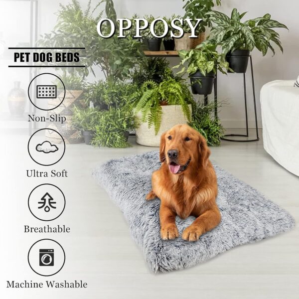 Dog Bed Crate Pad, Dog beds for Large Dogs, Plush Soft Pet Beds, Washable Anti-Slip Dog Crate Bed for Large Medium Small Dogs and Cats,Dog Mats for Sleeping. Fluffy Kennel Pad - Image 5